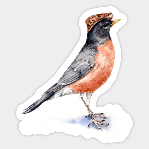 Robin in a Hat Sticker by Goosi